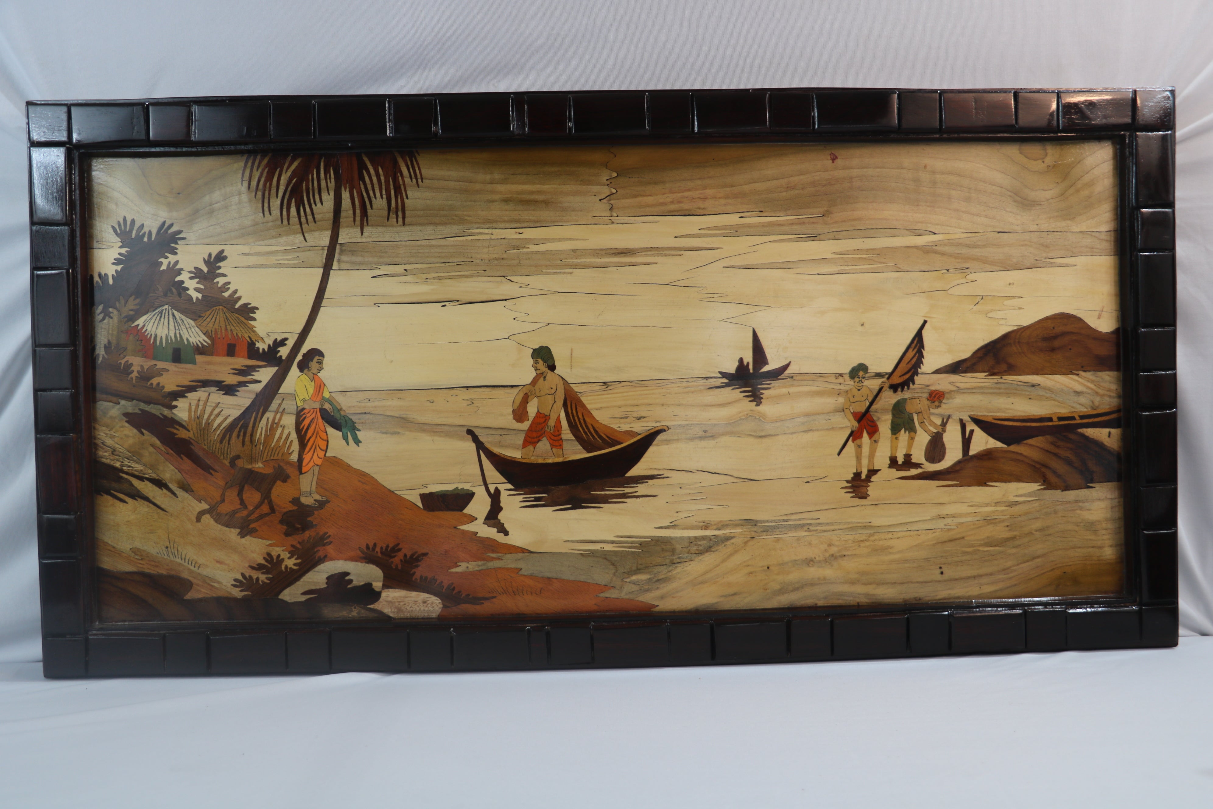 Riverside Scene Wood Inlay Mysore