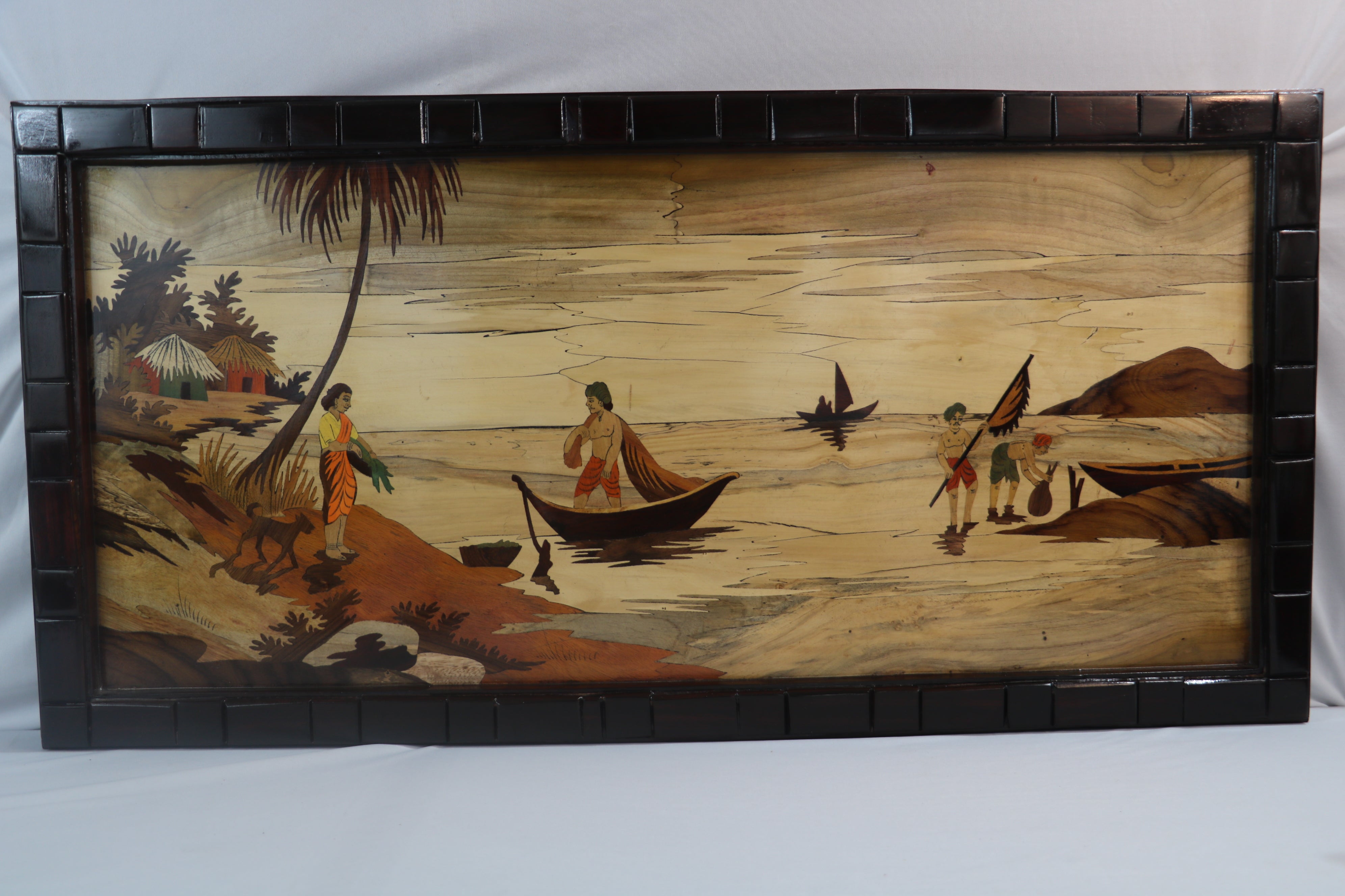 Riverside Scene Wood Inlay Mysore