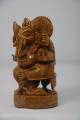 Wooden Ganesh Sitting In Chair