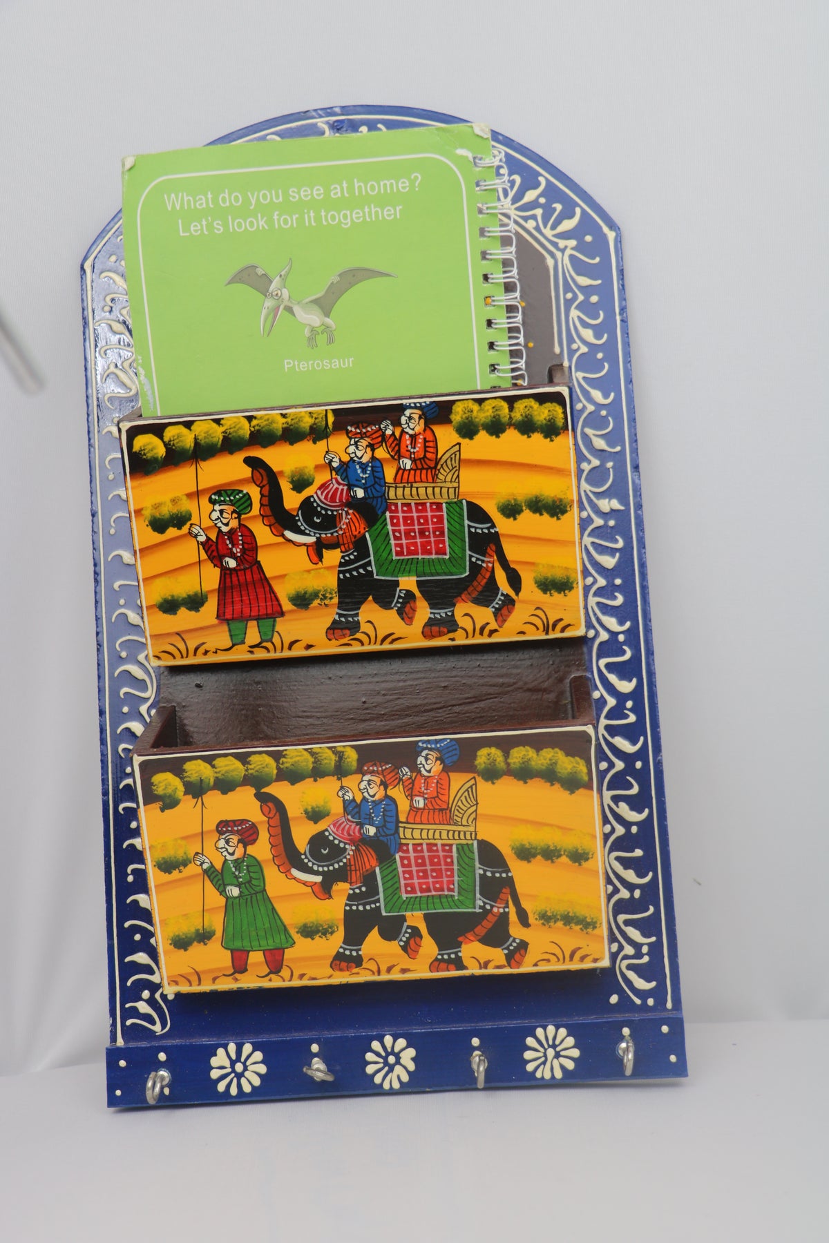 Hand-Painted Book Holder & Key Chain Wall Hanger | Dual Purpose Decor