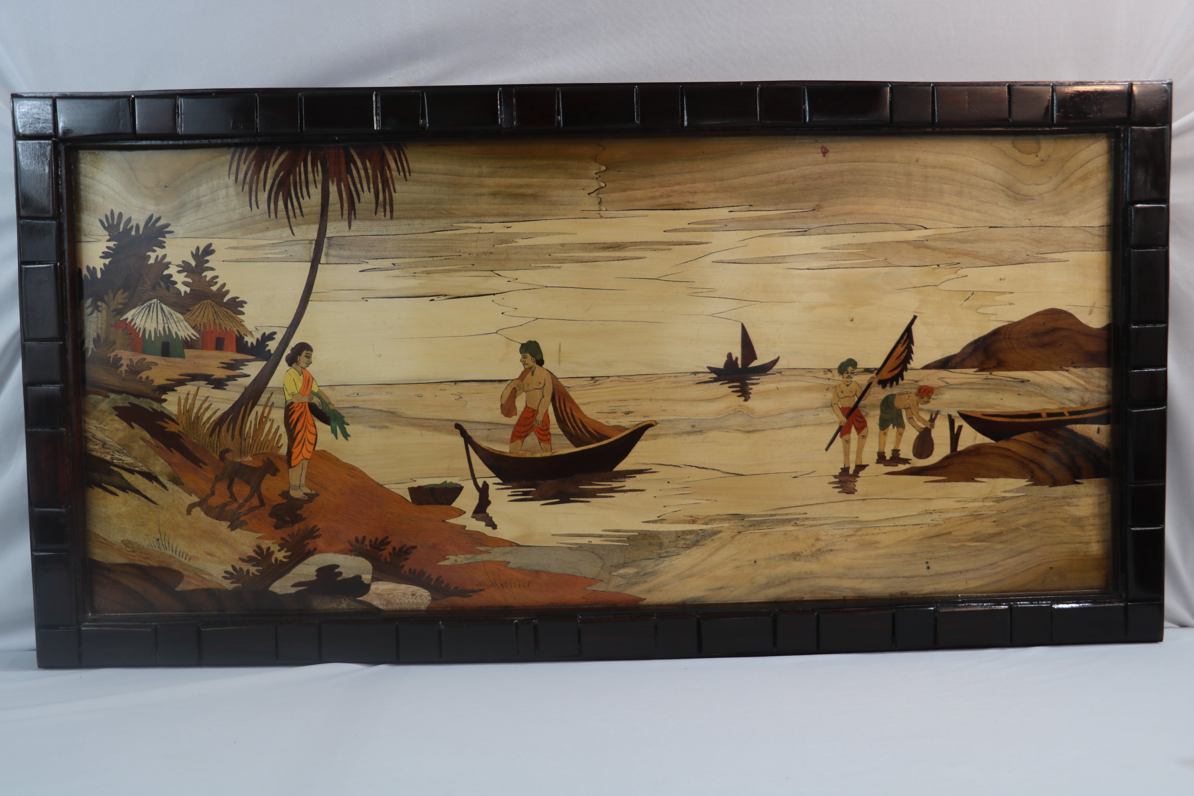 Riverside Scene Wood Inlay Mysore