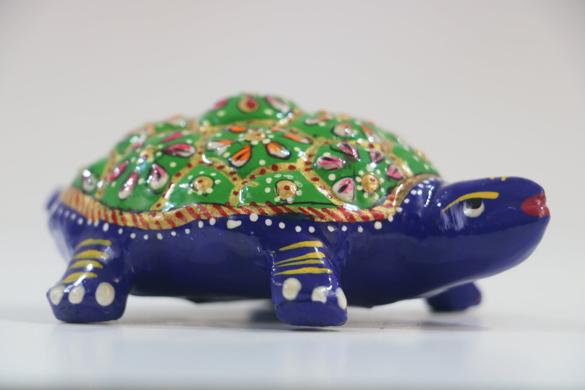 Hand-Painted Metal Tortoise | Decorative Animal Figurine
