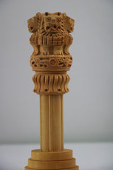 Handmade Wooden Ashoka Pillar – National Emblem Decorative Piece