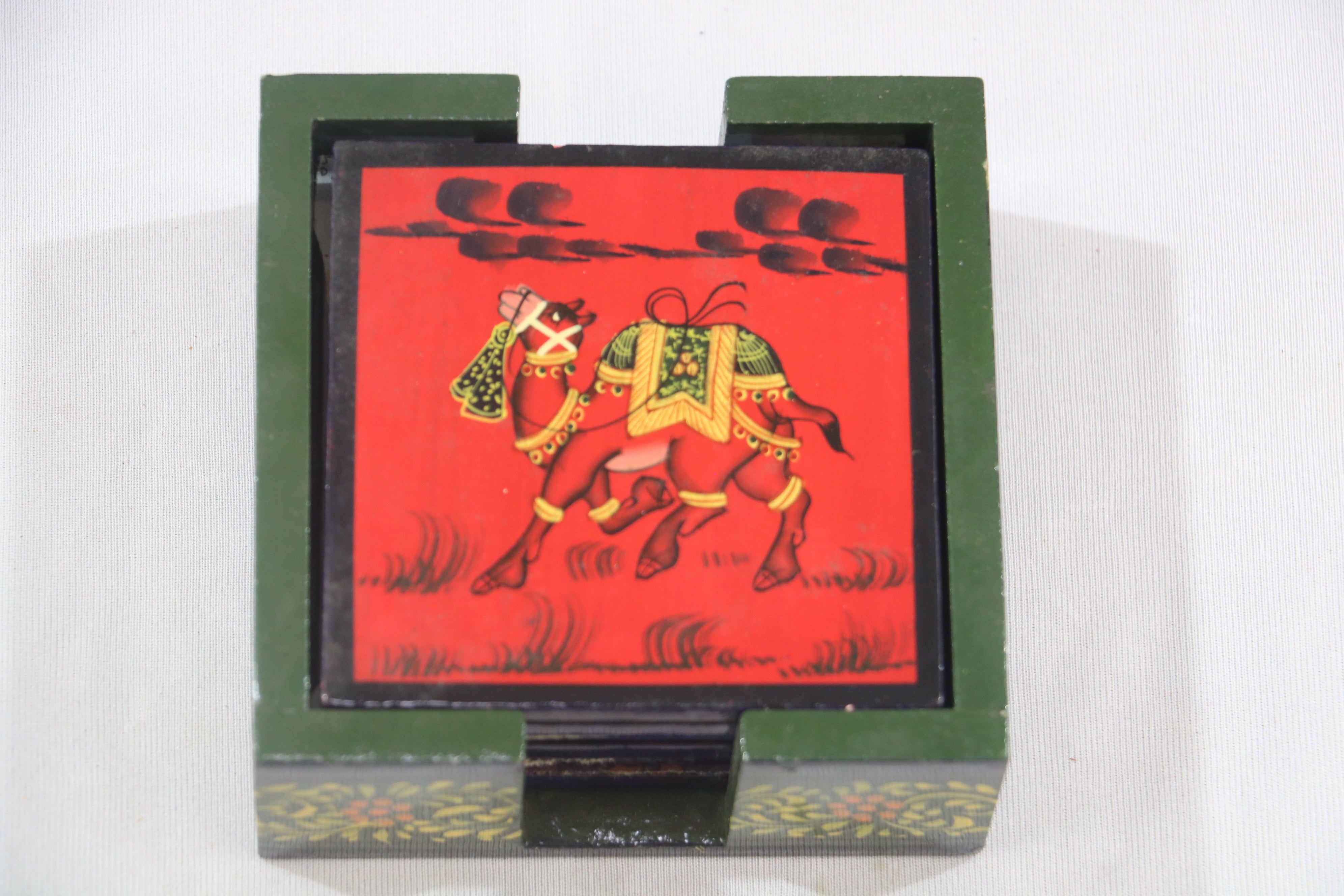 Hand-Painted Wooden Tea Coasters | Set of Decorative Drink Mats