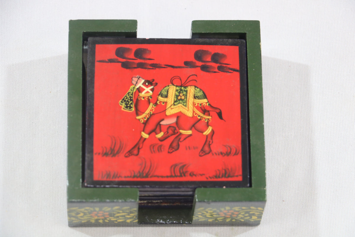 Hand-Painted Wooden Tea Coasters | Set of Decorative Drink Mats