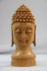 Buddha Wooden Head Statue | Hand-Carved Spiritual Decor