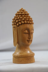 Buddha Wooden Head Statue | Hand-Carved Spiritual Decor
