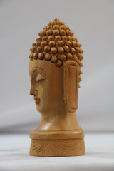 Buddha Wooden Head Statue | Hand-Carved Spiritual Decor
