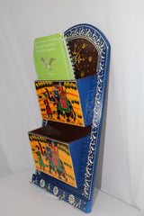 Hand-Painted Book Holder & Key Chain Wall Hanger | Dual Purpose Decor