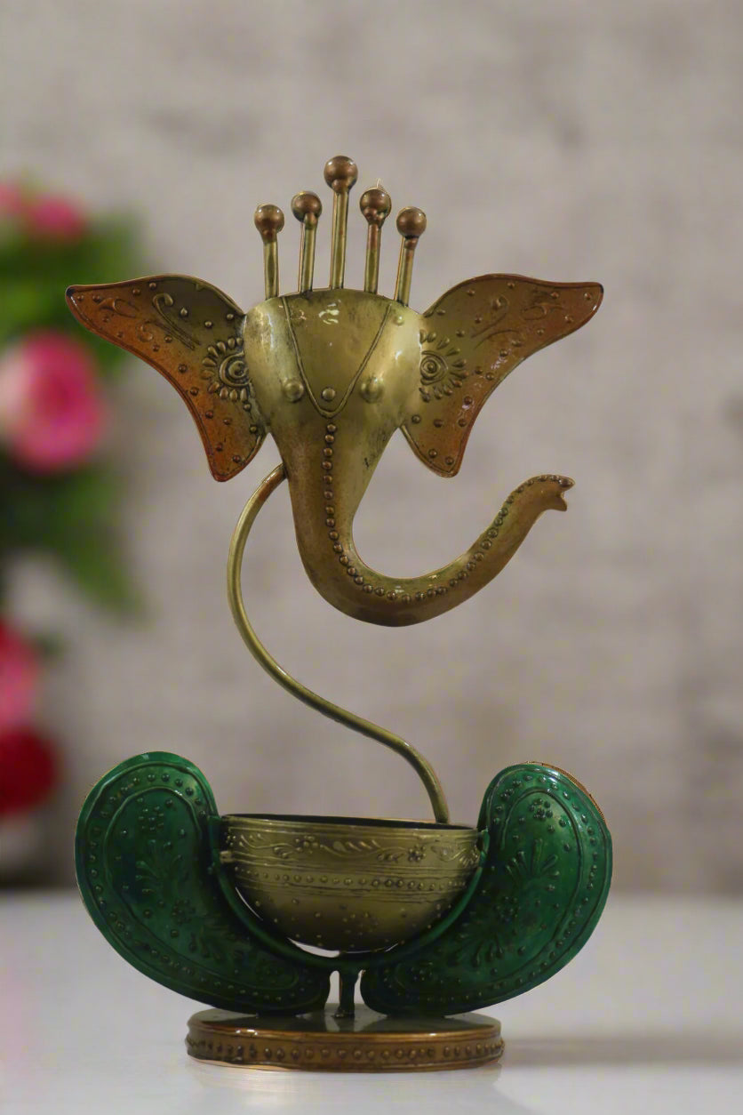 Iron Hand Painted Ganesh Lamp