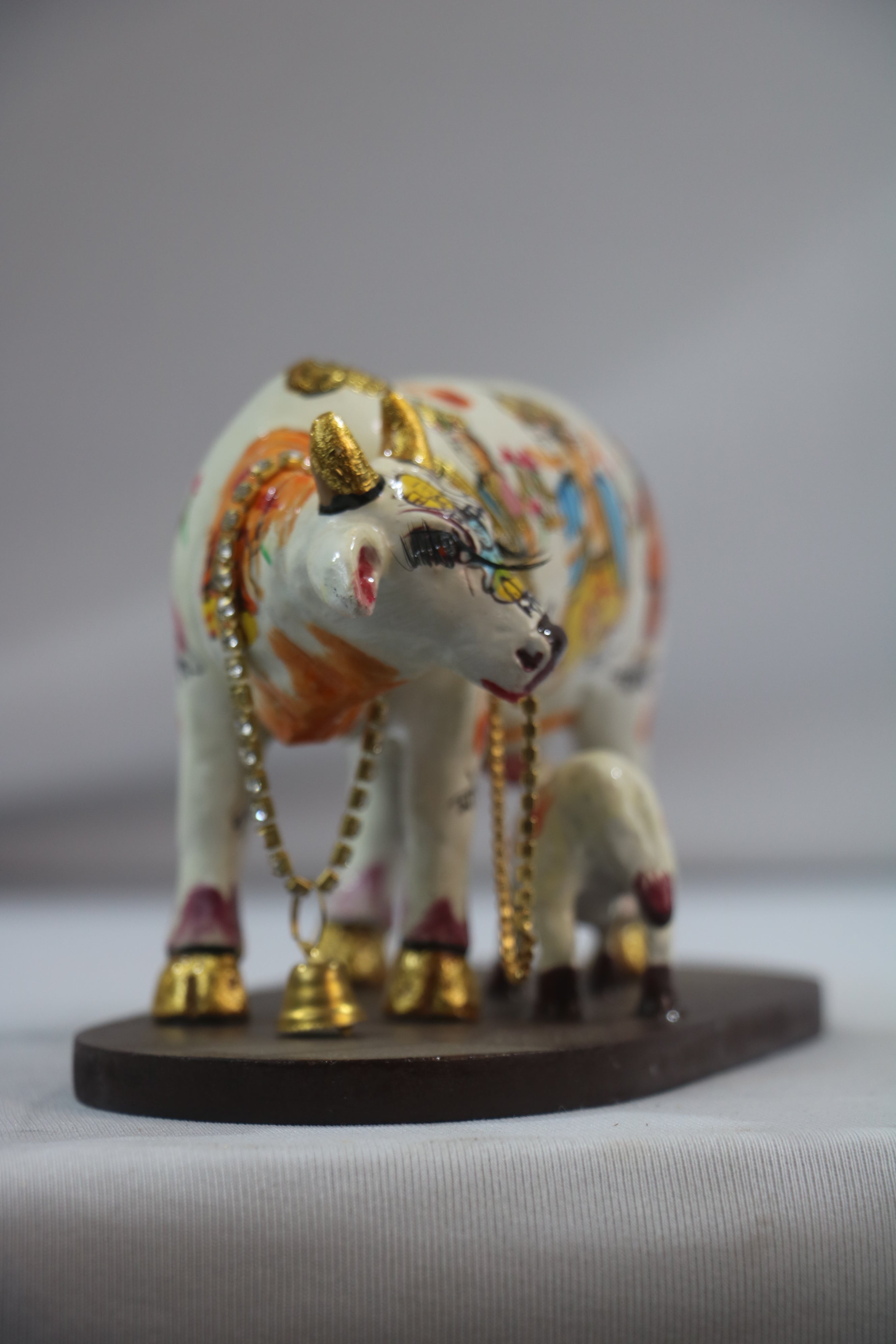 Kamadhenu Resin Cow with Calf | Decorative Spiritual Figurine