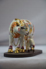 Kamadhenu Resin Cow with Calf | Decorative Spiritual Figurine