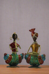 Iron Hand Painted Pair Musicians Set Of 2