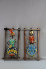 Iron Hand-painted 2 Sardar Musicians Frame Wall Decor Hanging