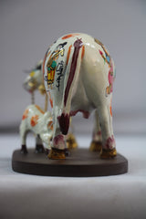 Kamadhenu Resin Cow with Calf | Decorative Spiritual Figurine