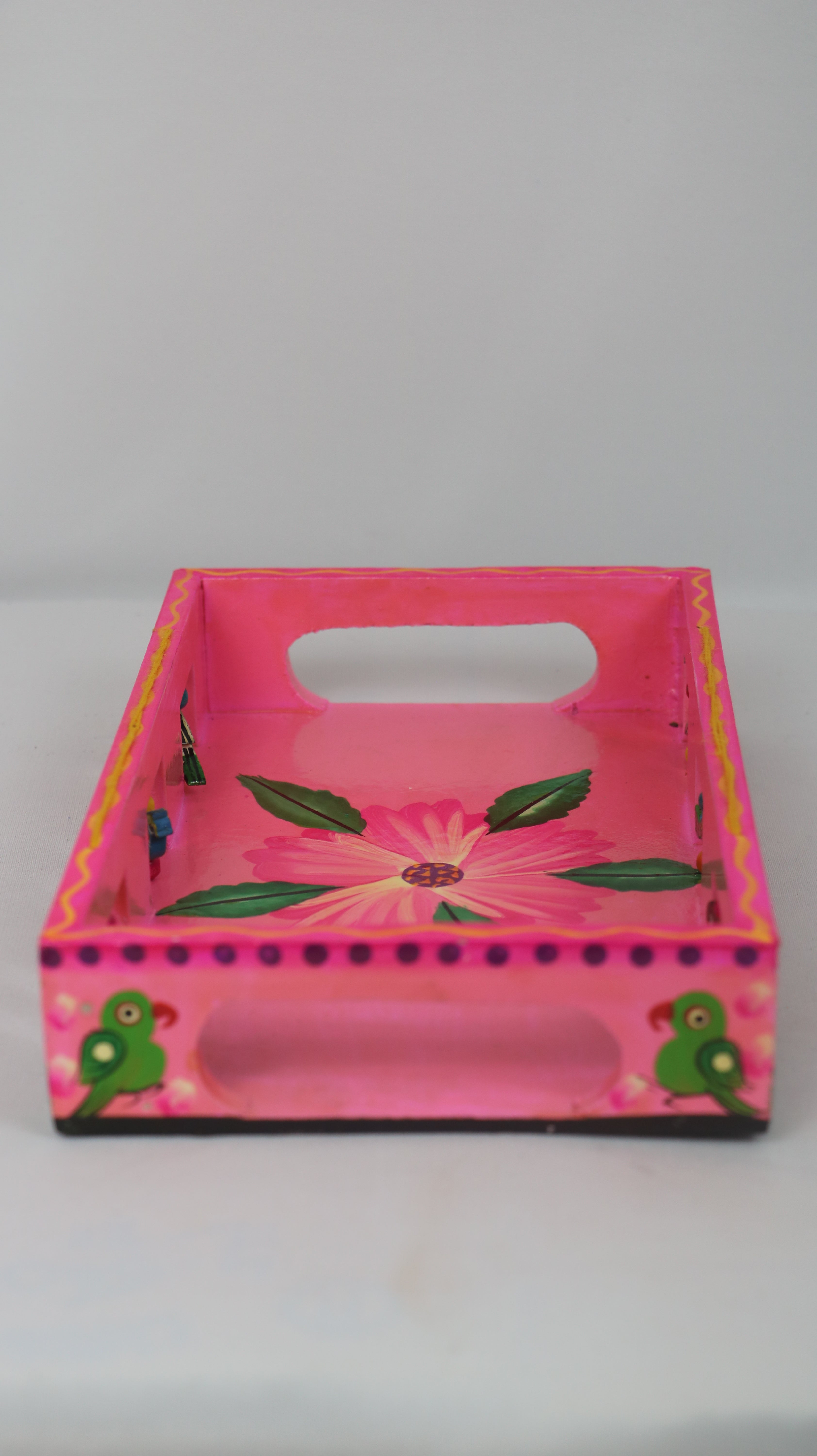 Artisan Hand-Painted Tray – Wooden Decorative Tray for Tea & Snacks