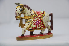 Colorful Hand-Painted Horse with Base | Traditional Art Decor