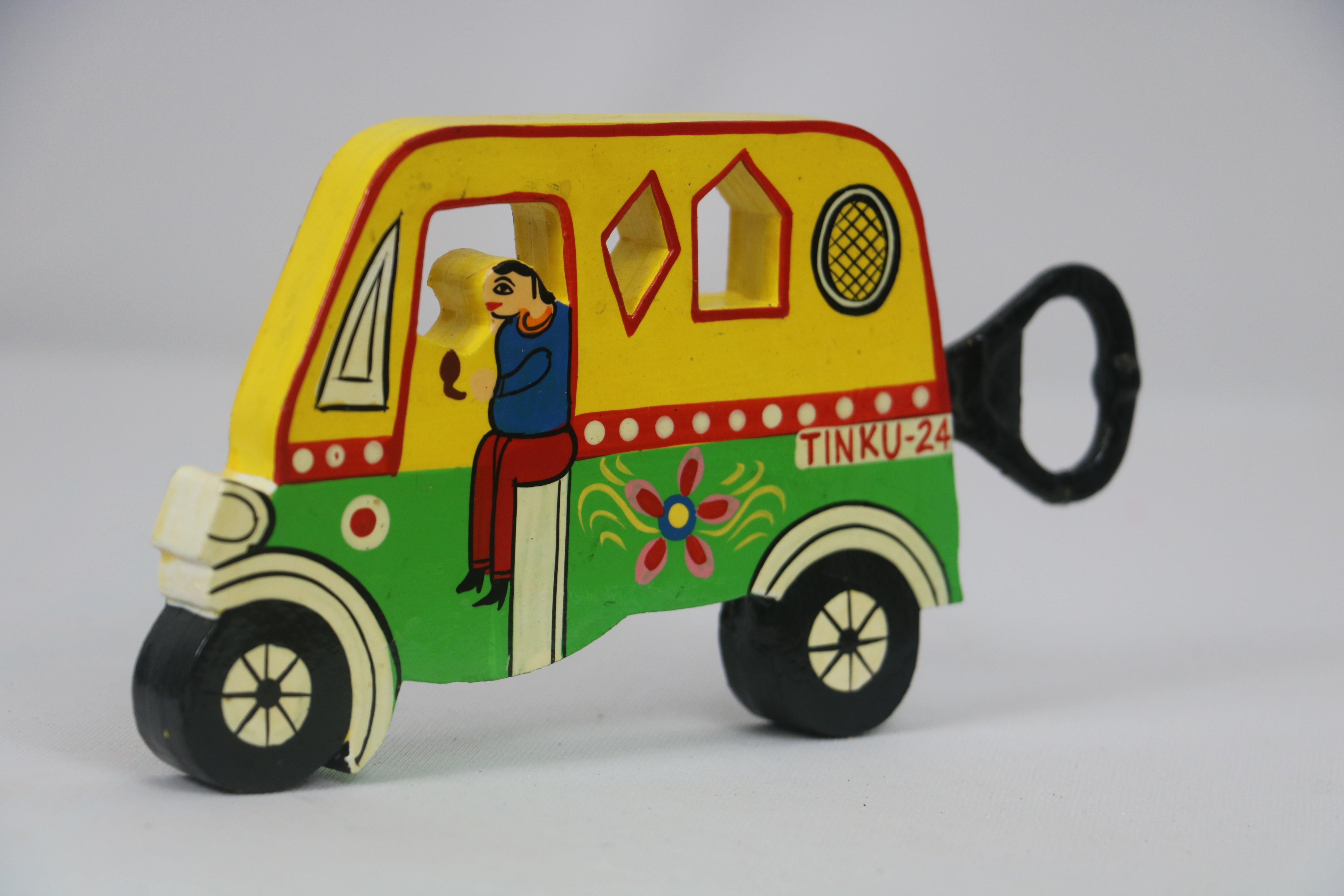 Wooden Auto Opener – Artisan-Made Rickshaw Design Bottle Opener