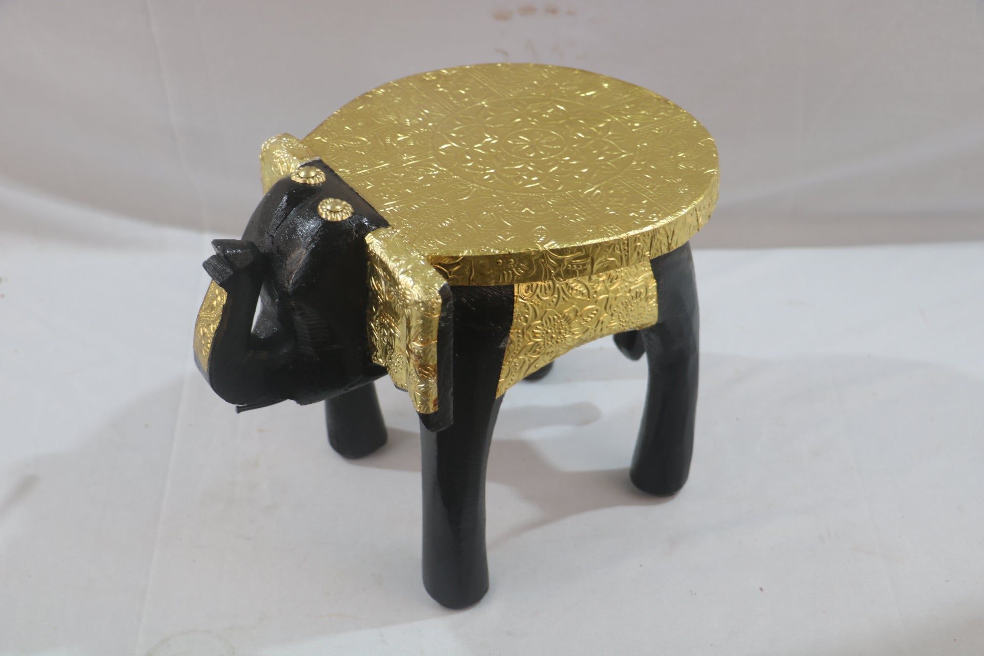 Colorful Elephant Stool – Hand-Painted Wooden Home Decor