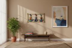 Iron Hand-painted Rajasthani Man Antique Musicians Frame Wall Decor Hanging