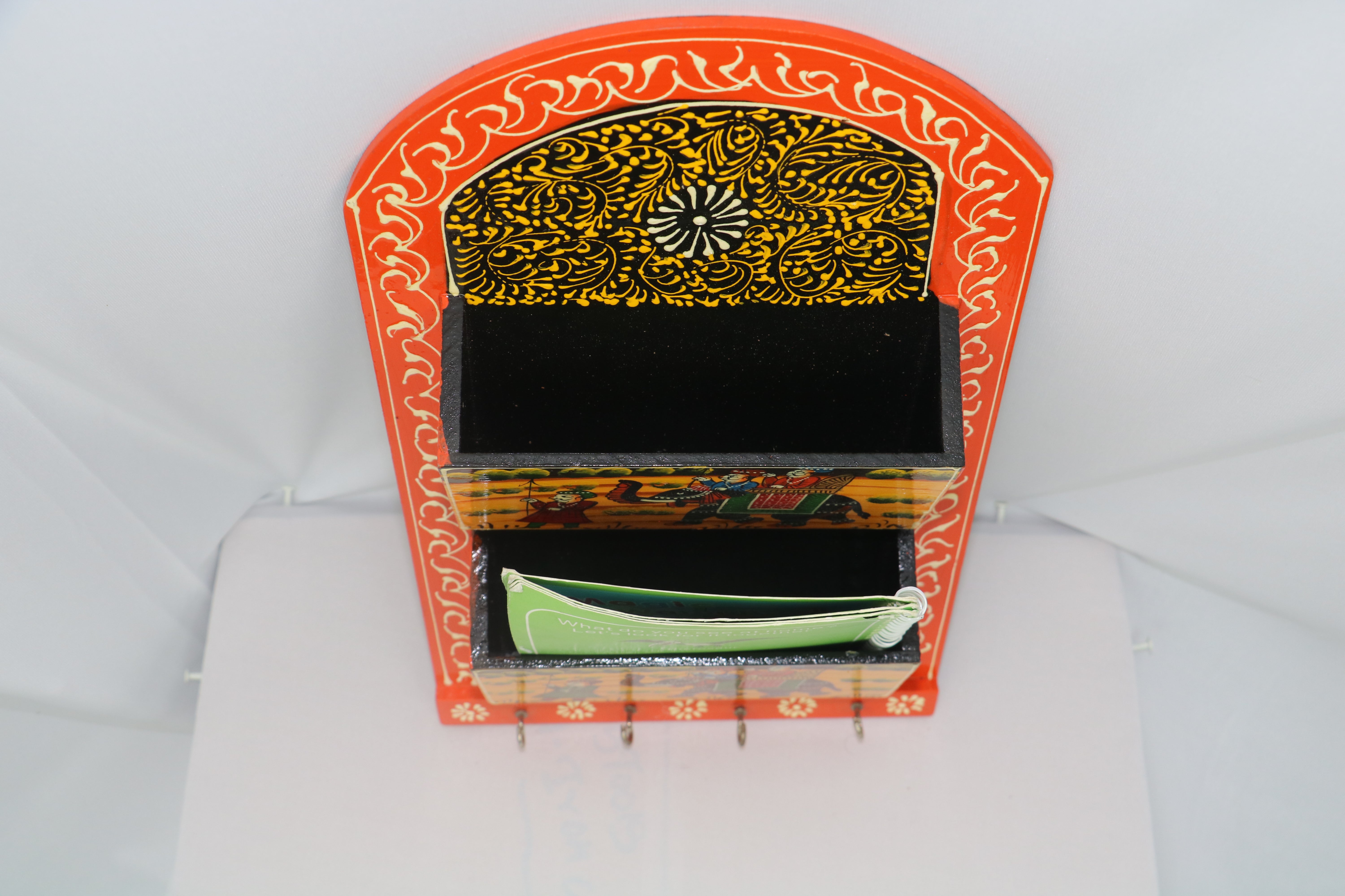 Hand-Painted Book Holder & Key Chain Wall Hanger | Dual Purpose Decor