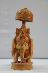 Wooden Carved Ambari Elephant With Umbrella