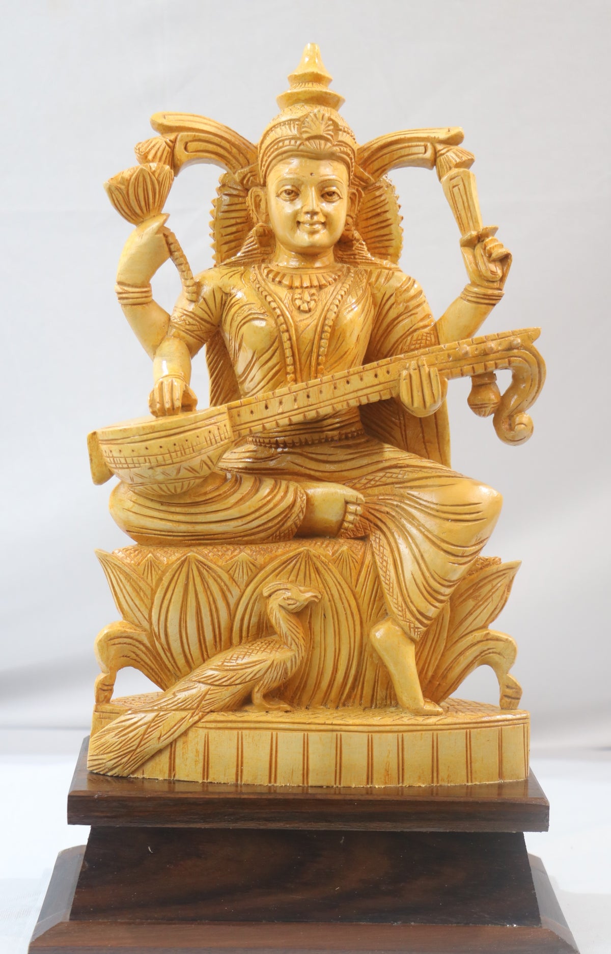 God Saraswathi Wood Statue