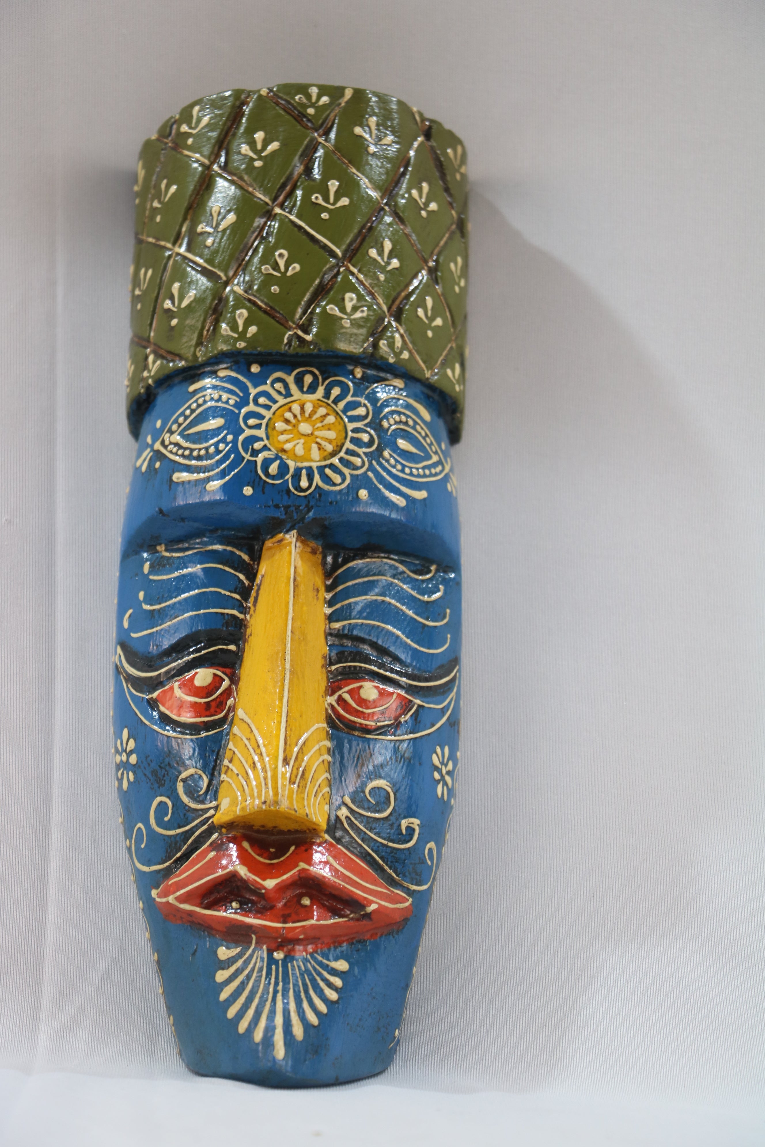 Hand-Painted Human Face Mask Wall Hanging | Artistic Home Accent