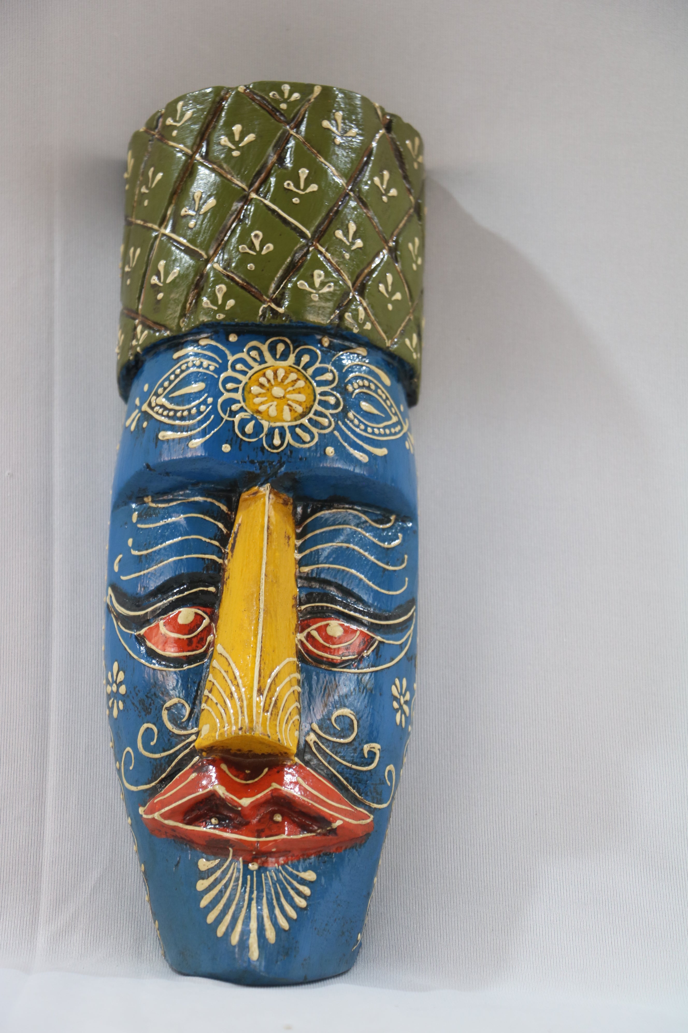 Hand-Painted Human Face Mask Wall Hanging | Artistic Home Accent