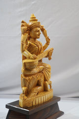 God Saraswathi Wood Statue