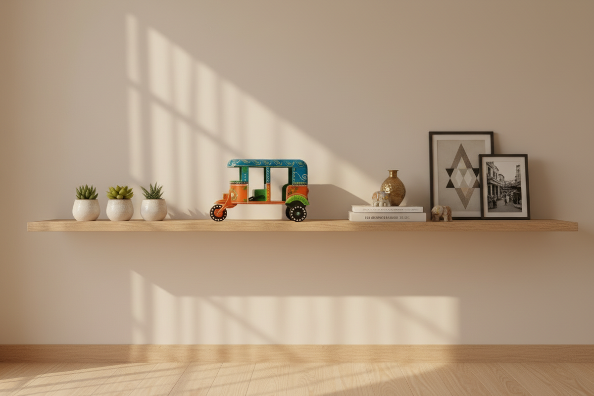 Wooden Auto Rickshaw Model – Hand-Painted Ethnic Craft from India