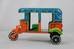 Wooden Auto Rickshaw Model – Hand-Painted Ethnic Craft from India