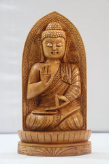 Buddha Blessing wood carved 10In