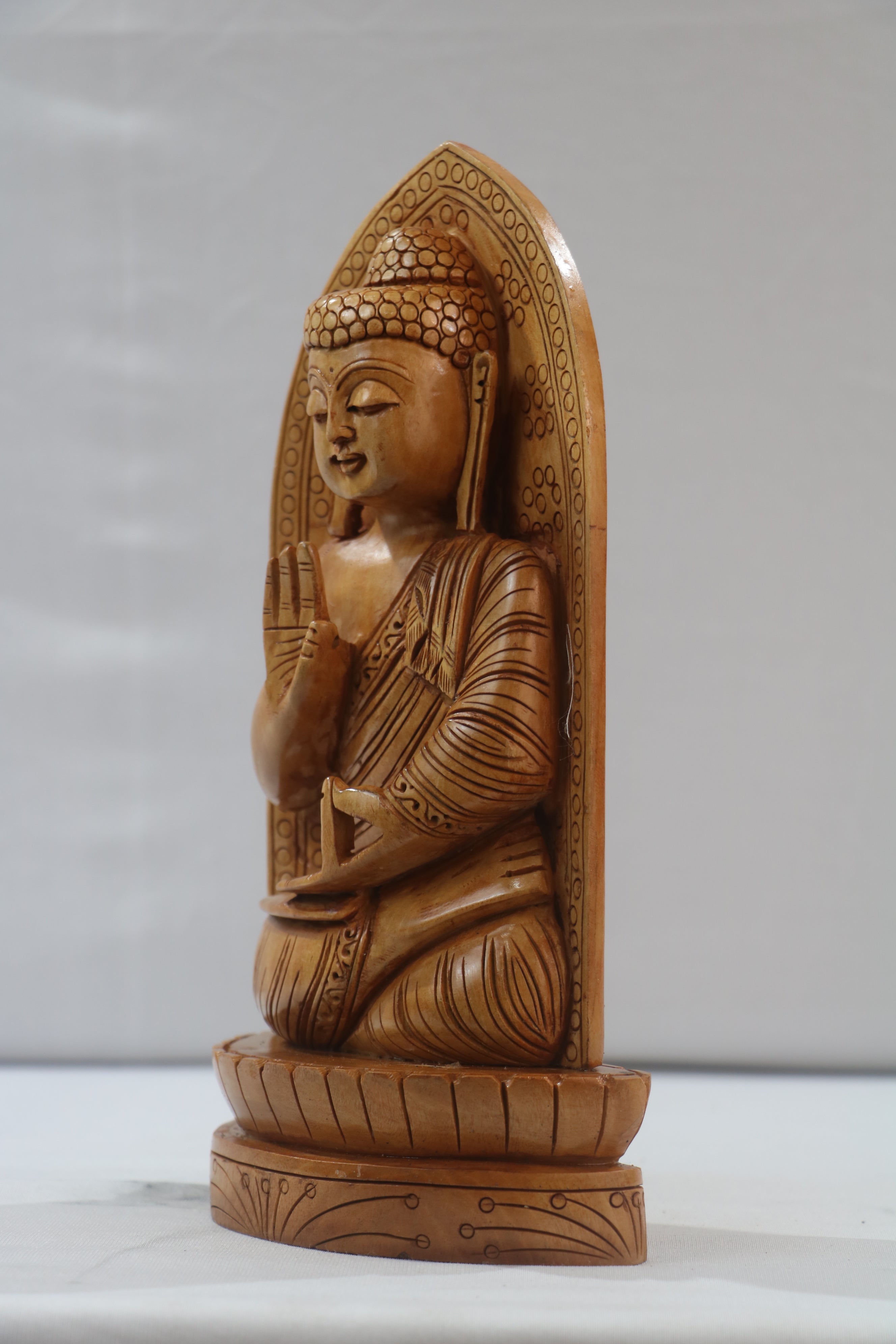Hand-Carved Wooden Lotus Sitting Buddha – Spiritual Home Decor