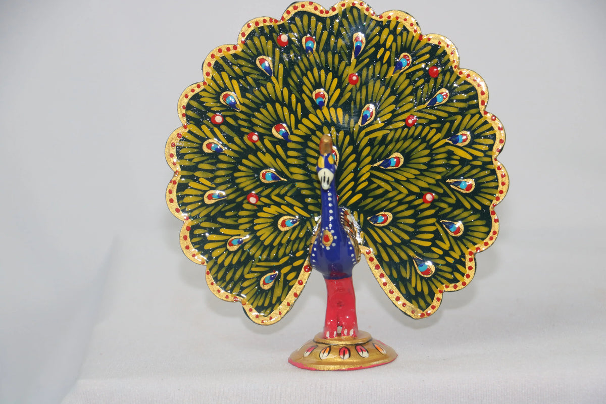 Hand-Painted Peacock Meenakari Wood Art | Decorative Figurine maruthi handicrafts