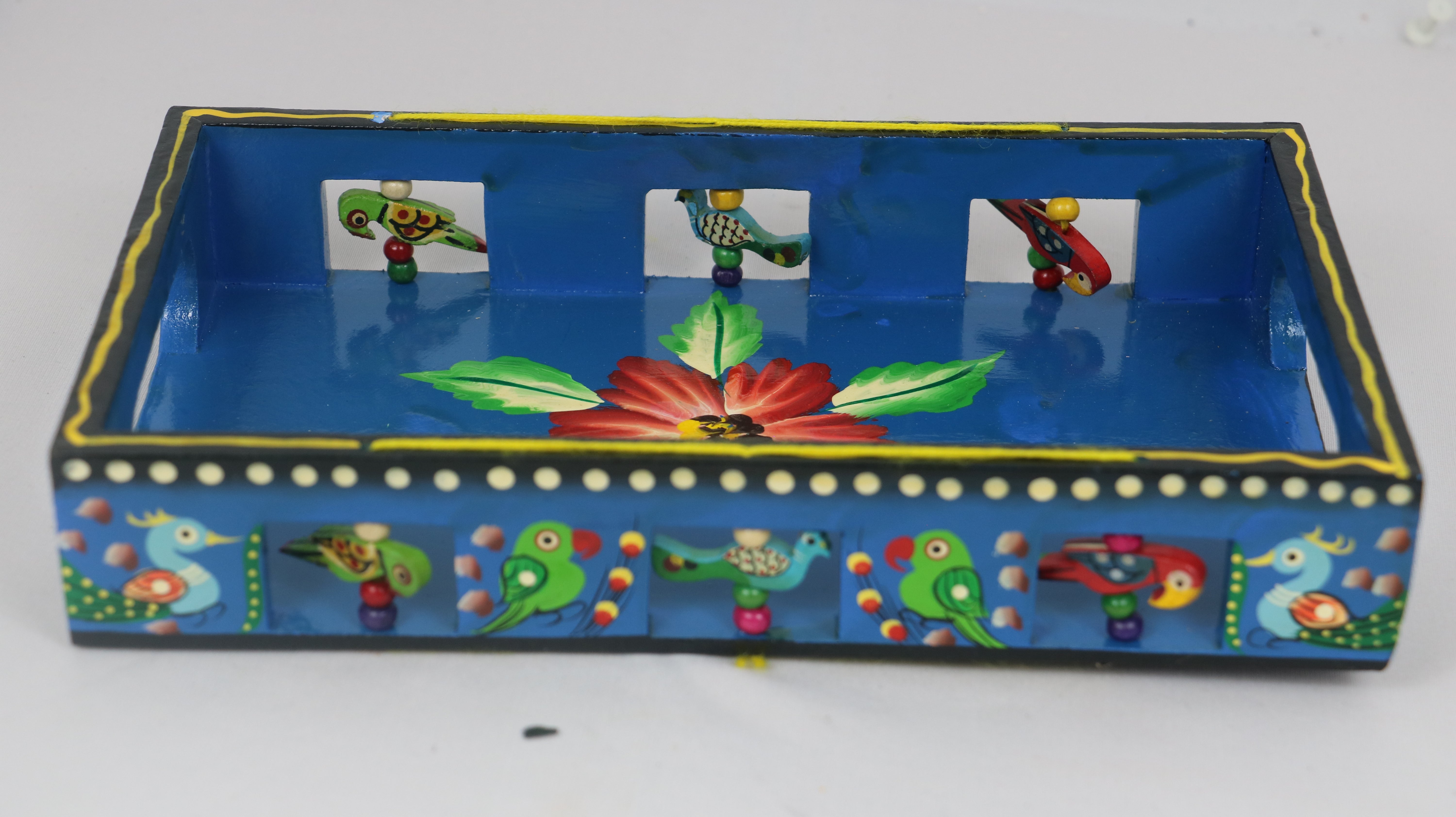 Artisan Hand-Painted Tray – Wooden Decorative Tray for Tea & Snacks