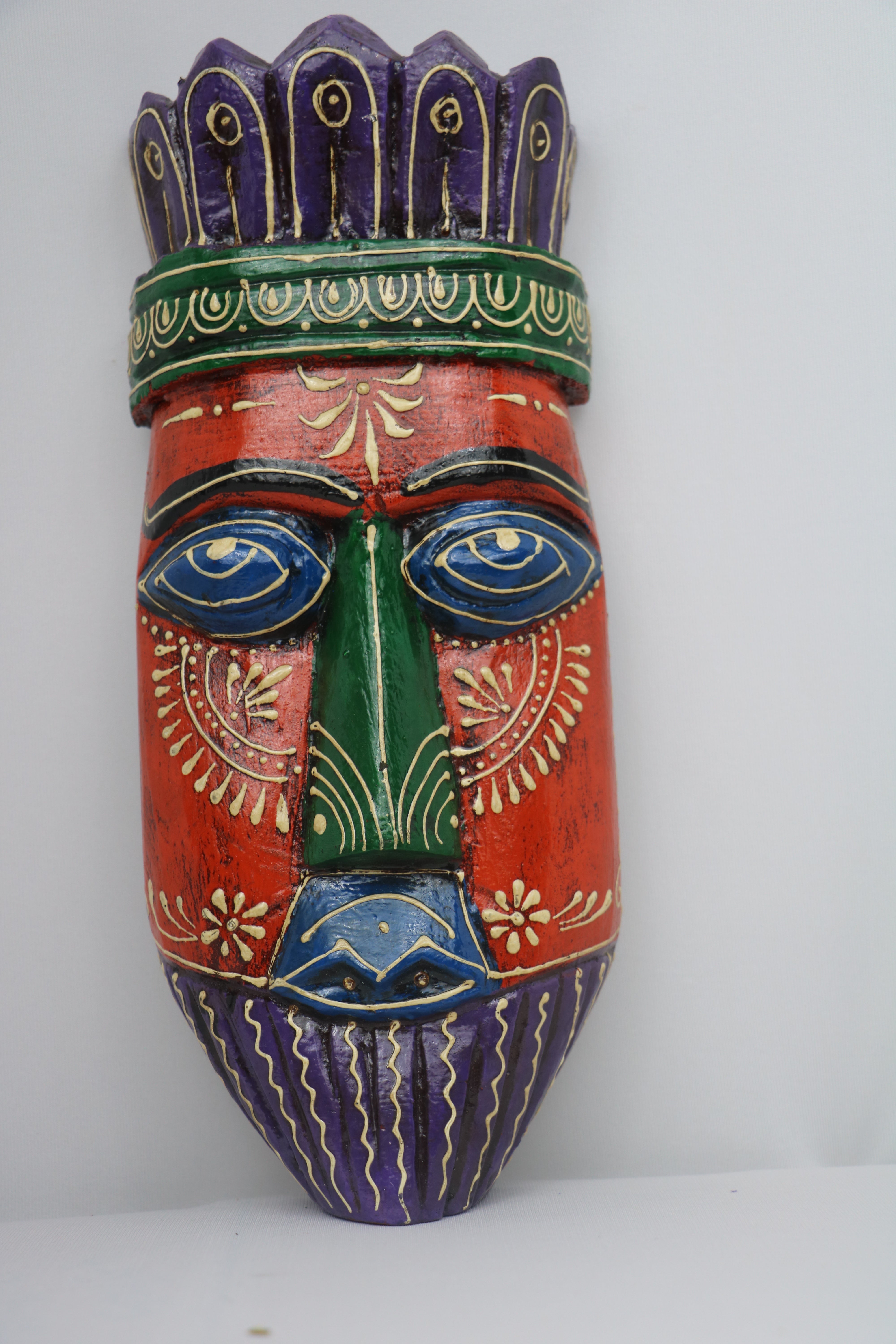 Hand-Painted Human Face Mask Wall Hanging | Artistic Home Accent