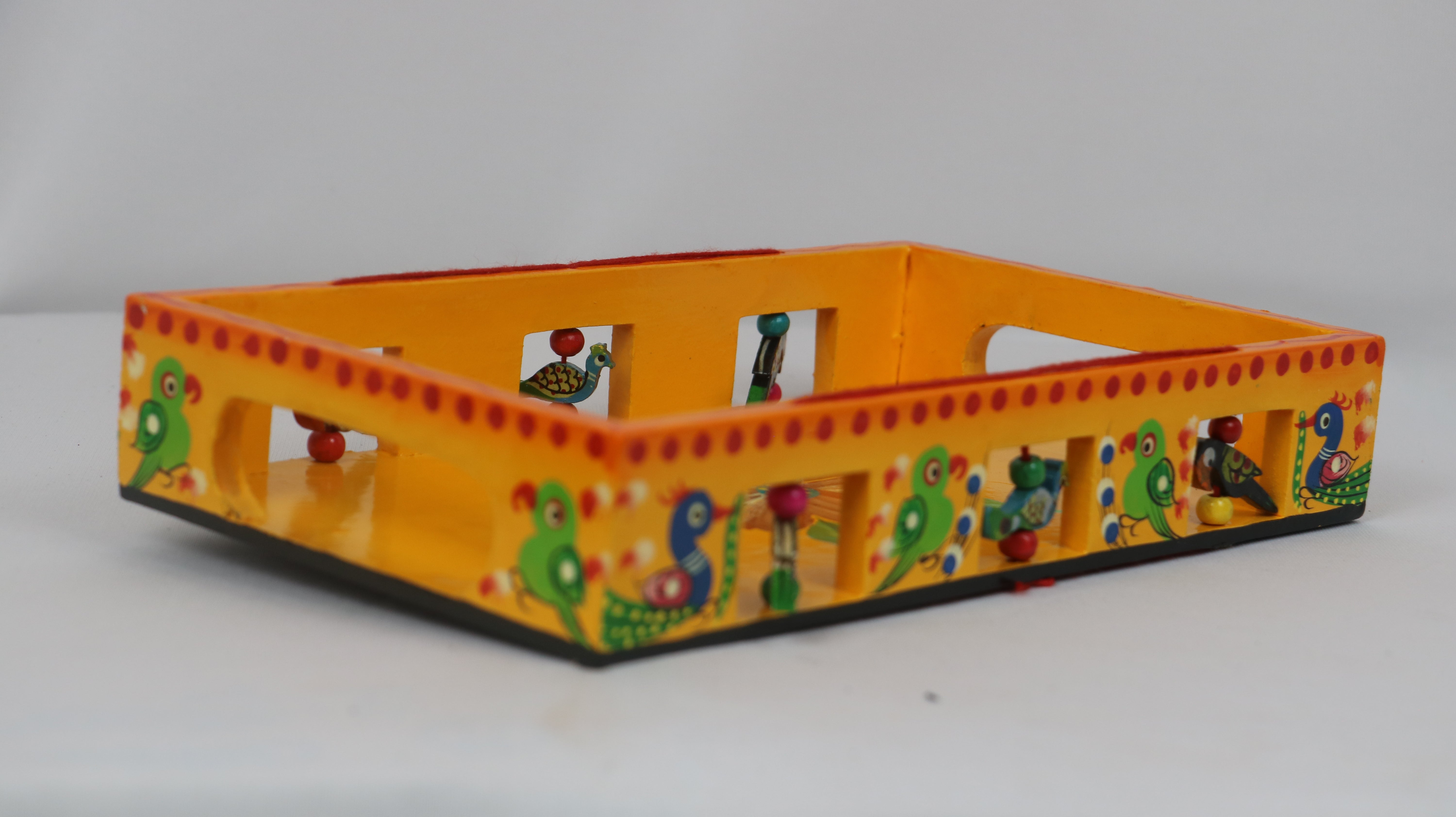 Artisan Hand-Painted Tray – Wooden Decorative Tray for Tea & Snacks