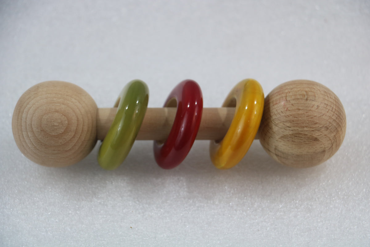 Non-Toxic Baby Rattle – Dumbbell Shape, Multicolor Fun
