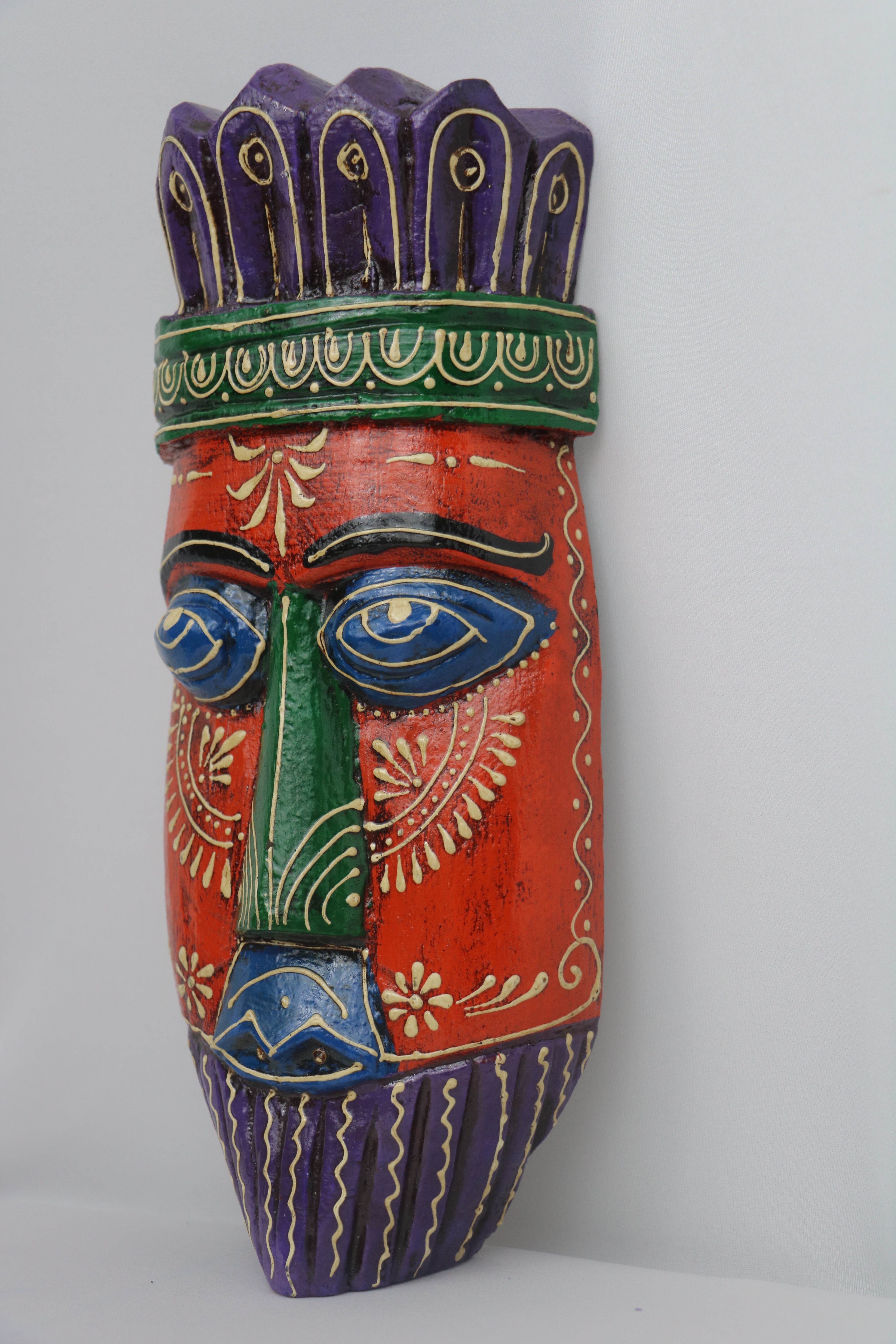 Hand-Painted Human Face Mask Wall Hanging | Artistic Home Accent
