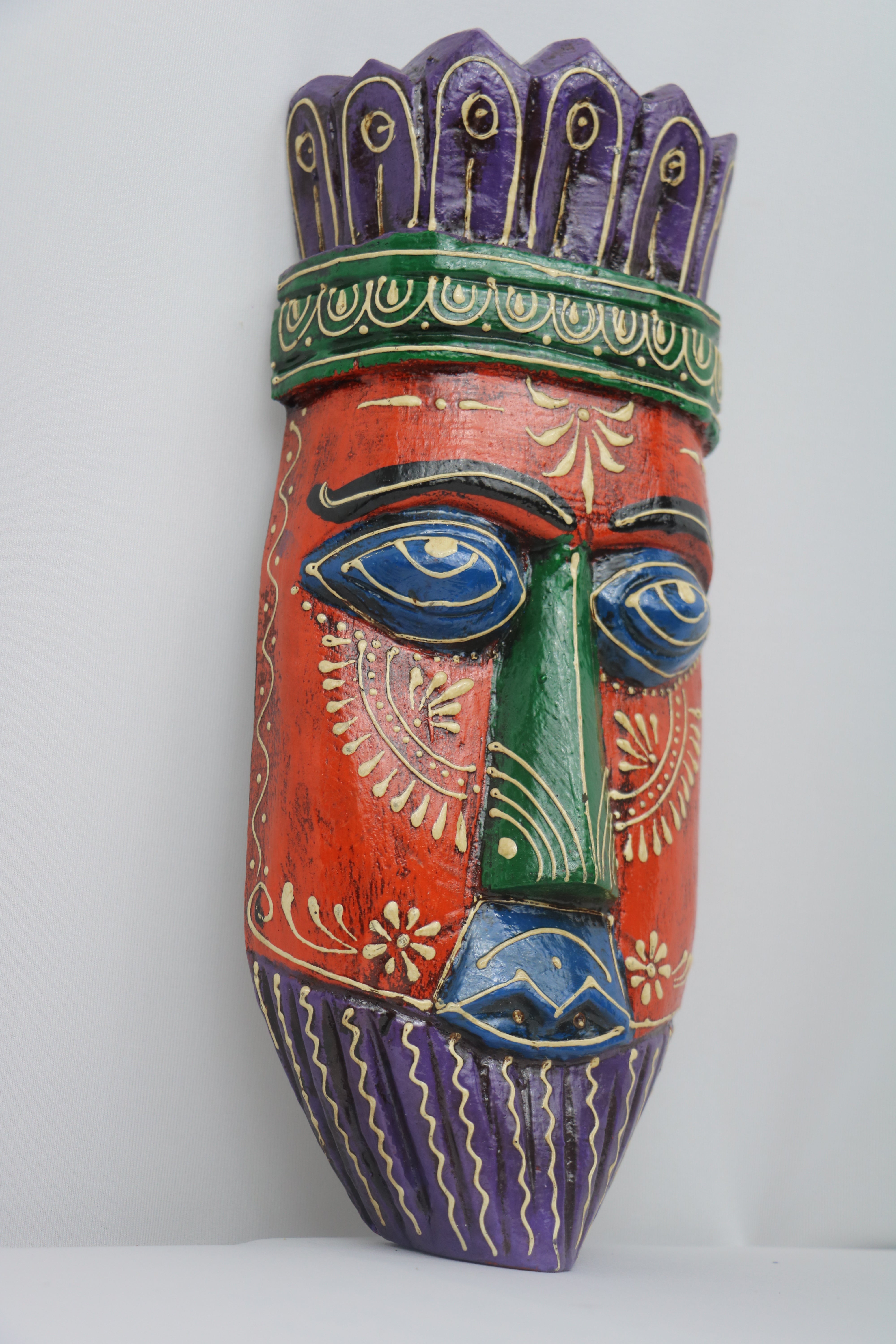 Hand-Painted Human Face Mask Wall Hanging | Artistic Home Accent