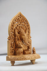 Wooden Lord Ganesh Jali Idol | Artisan Spiritual Sculpture