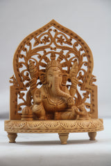 Wooden Lord Ganesh Jali Idol | Artisan Spiritual Sculpture
