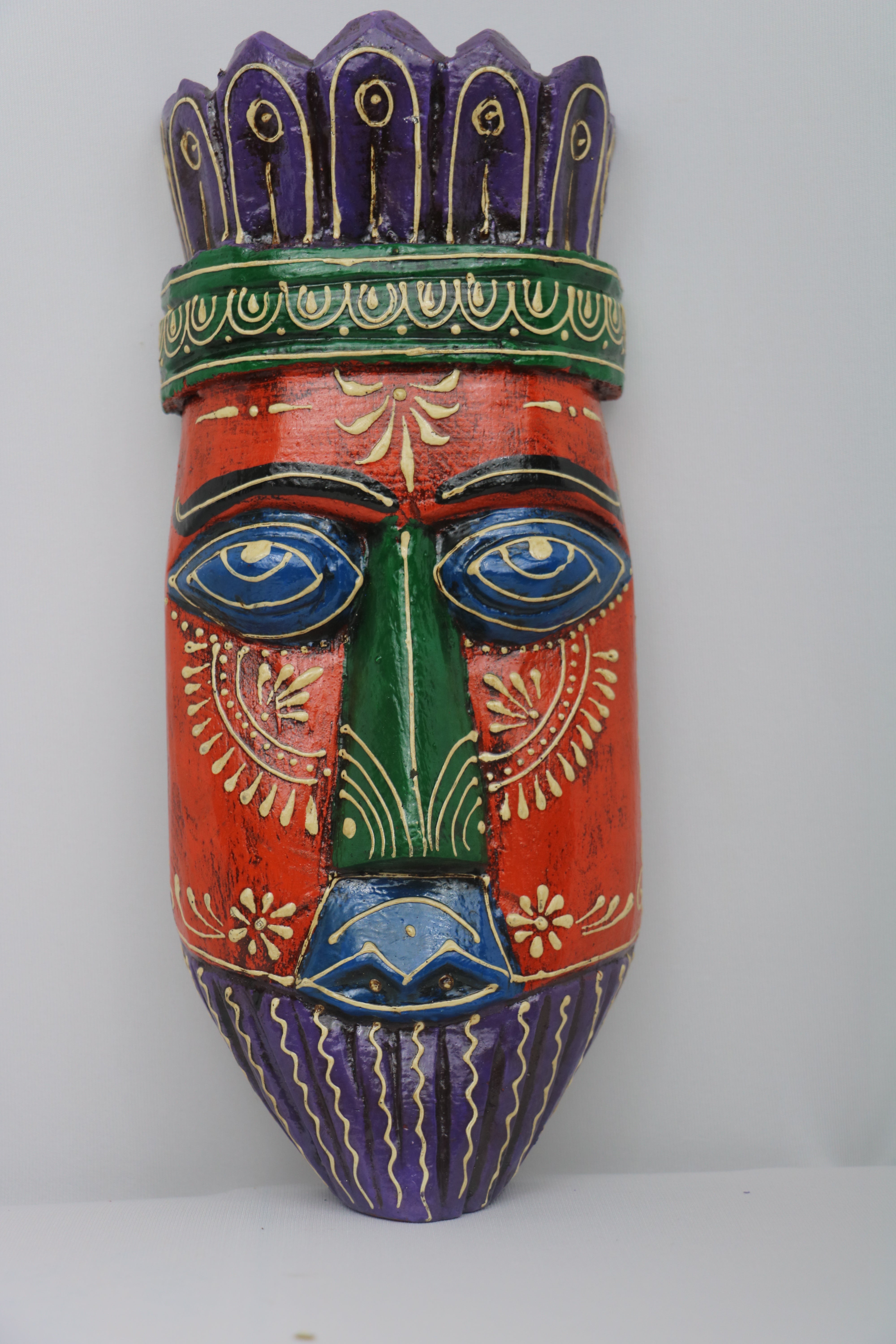 Hand-Painted Human Face Mask Wall Hanging | Artistic Home Accent
