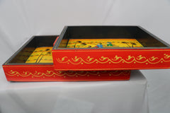 Hand-Painted Decorative Tray Set | Artisan Serving & Display Trays