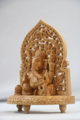 Wooden Lord Ganesh Jali Idol | Artisan Spiritual Sculpture