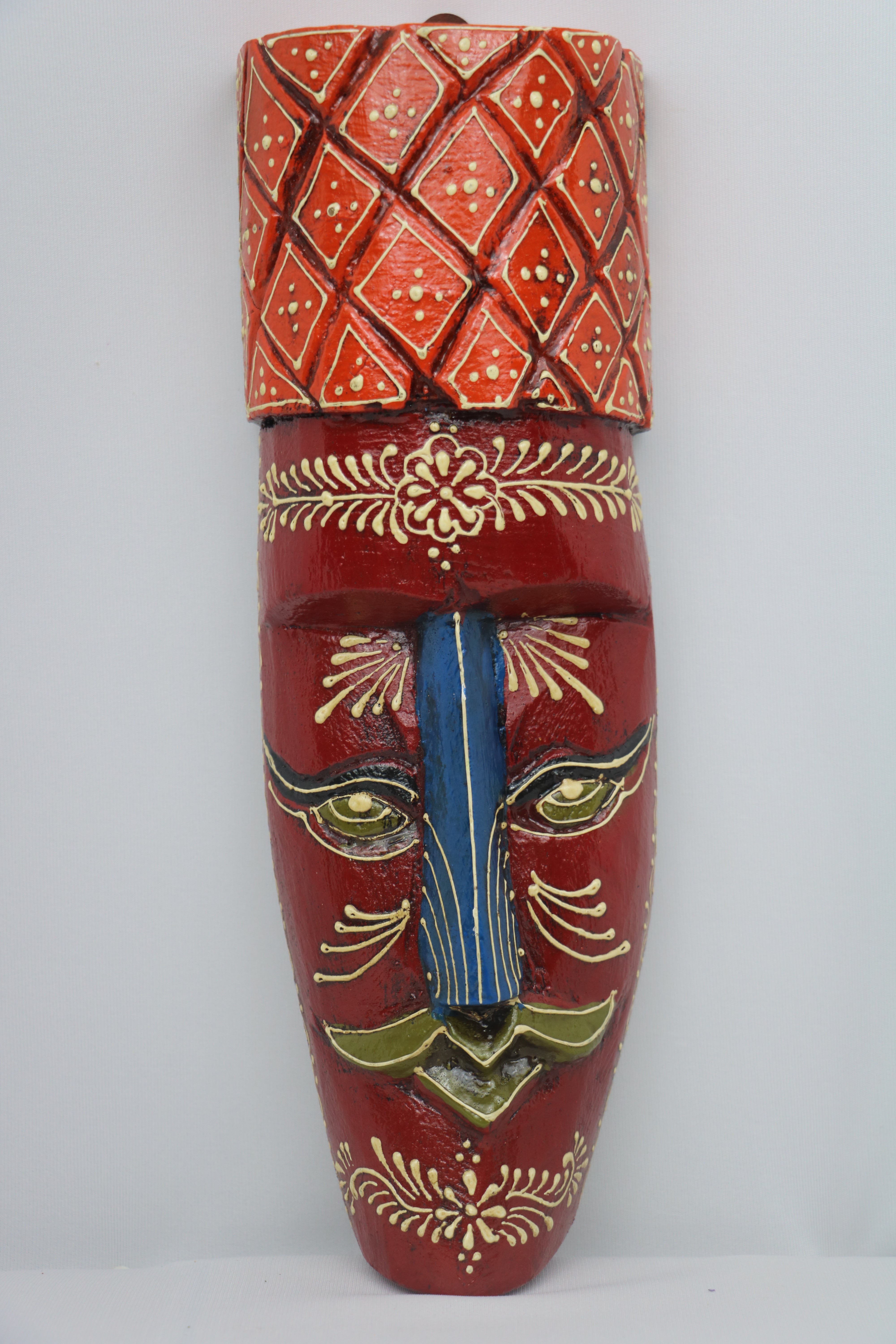 Hand-Painted Human Face Mask Wall Hanging | Artistic Home Accent