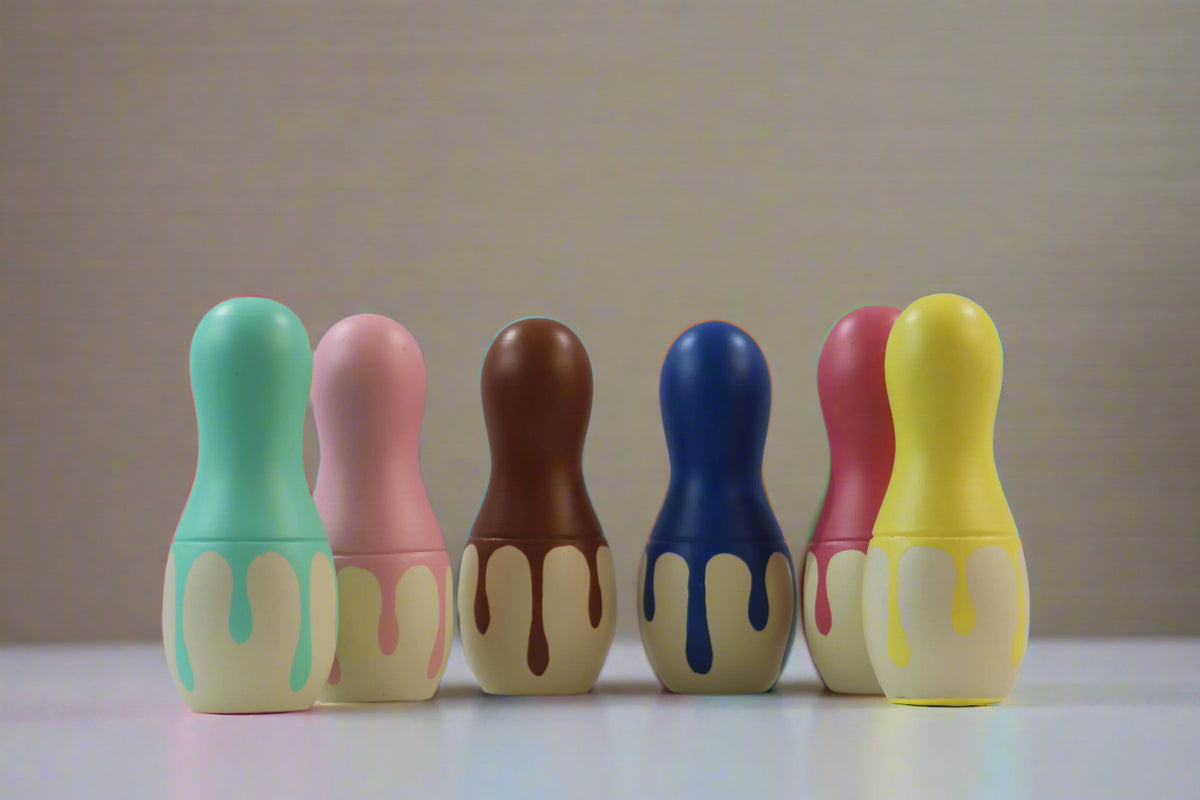 Set of 6 Vibrant Ice Cream-Colored Bowling Pins – Perfect for Kids!