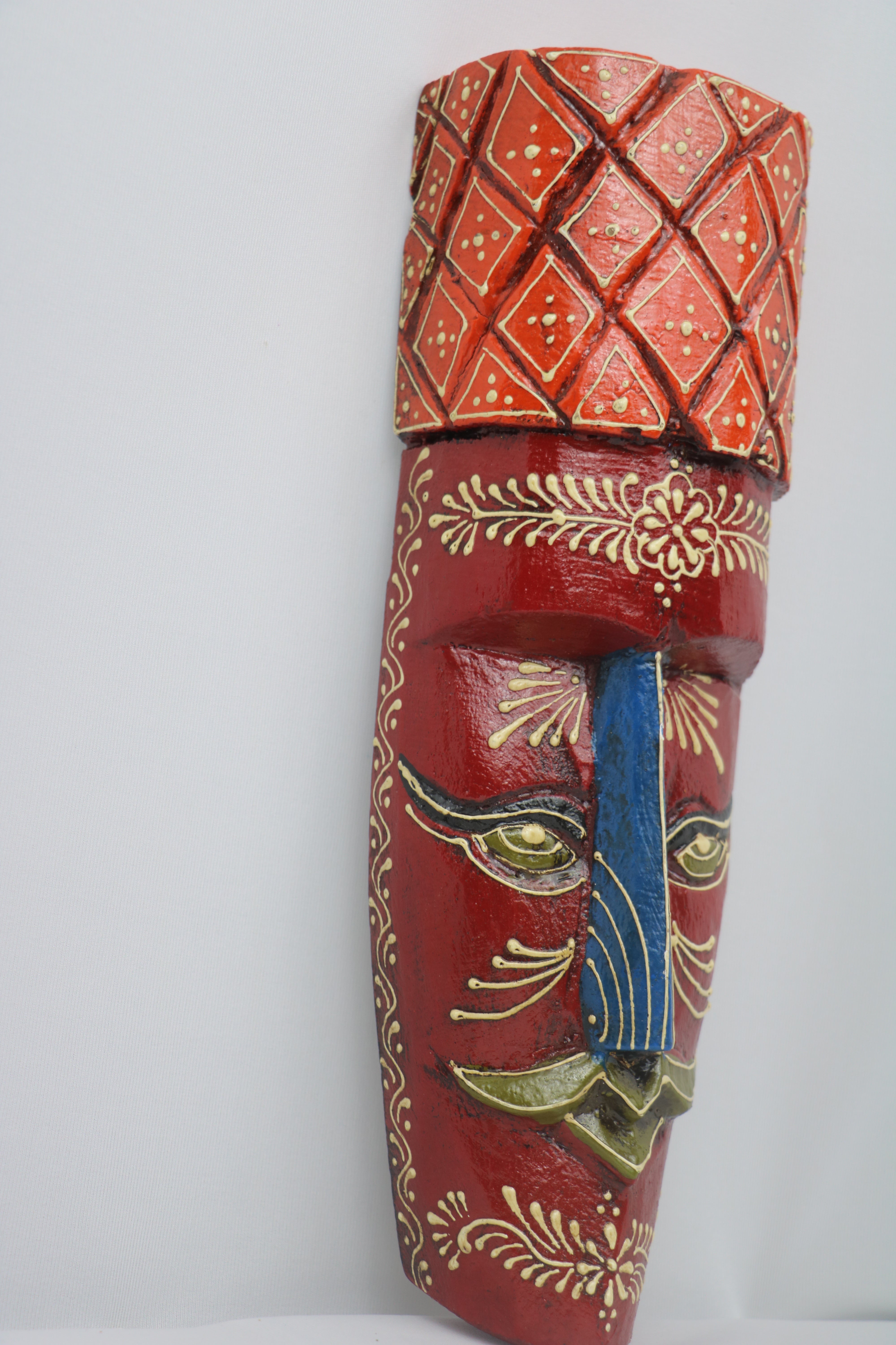 Hand-Painted Human Face Mask Wall Hanging | Artistic Home Accent