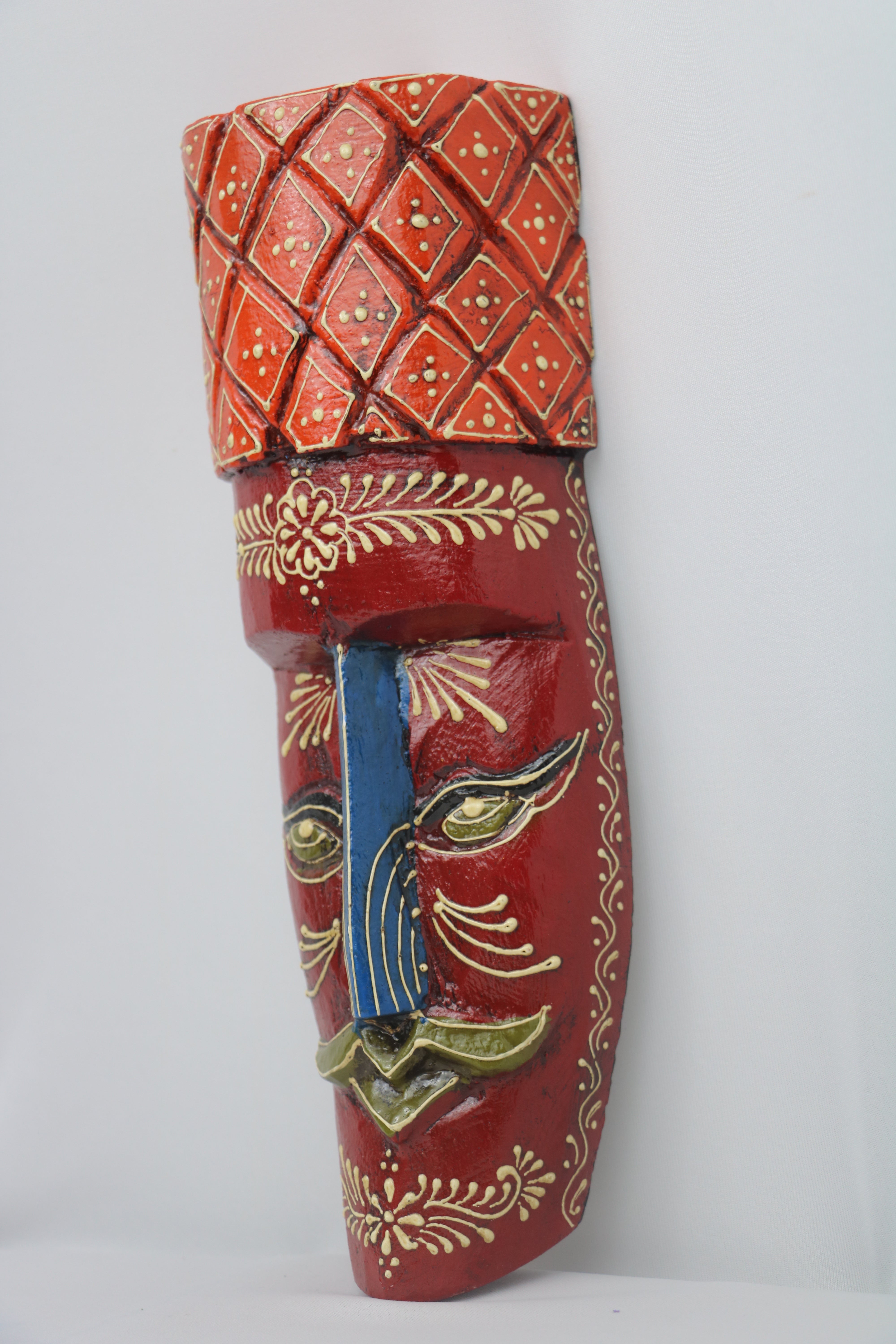Hand-Painted Human Face Mask Wall Hanging | Artistic Home Accent